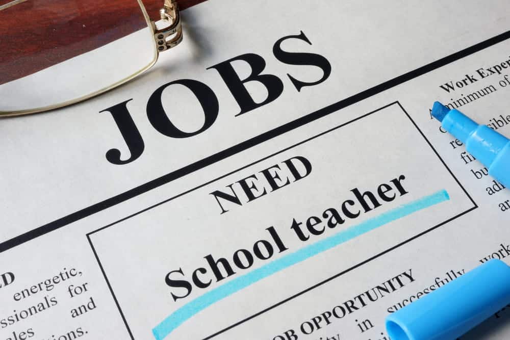 Image is of a job listing highlighting a school teacher position, representing hiring decisions that require a Washington background check